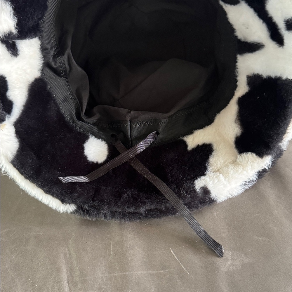 Cow Print Fuzzy Hat - Picture 3 of 4